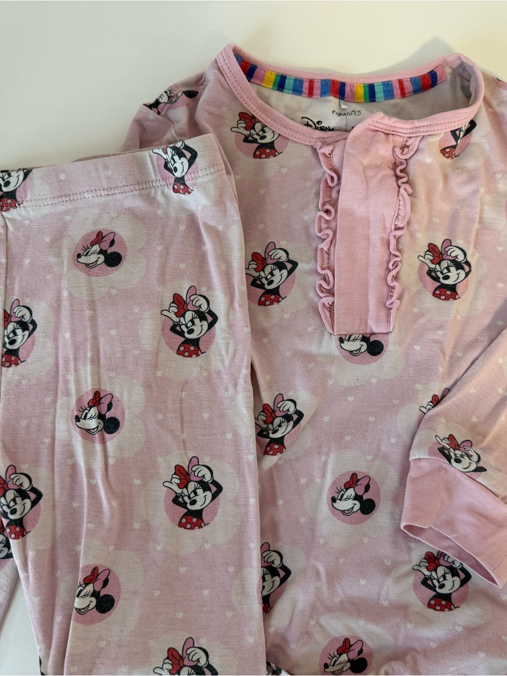 Magnetic Me Pink Minnie Mouse Ruffle-Front Pajama Set